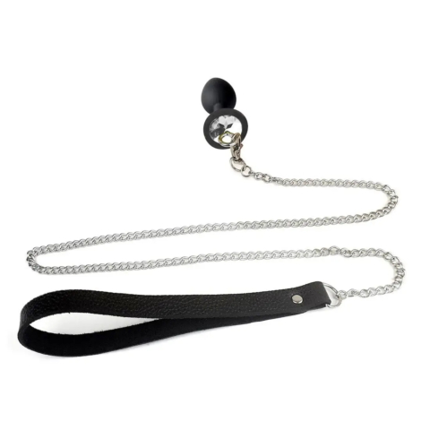 Силіконова анальна пробка Art of Sex з повідком розмір S Black