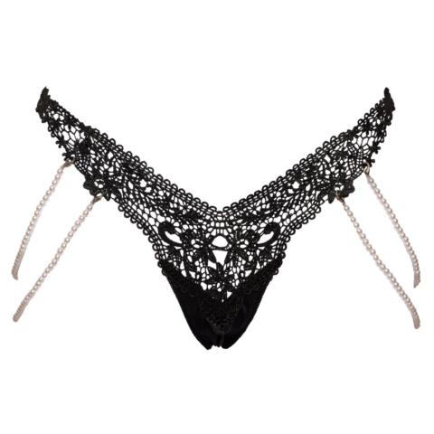 Трусики Cottelli Lingerie Riostring with Pearl Chains M/L Black