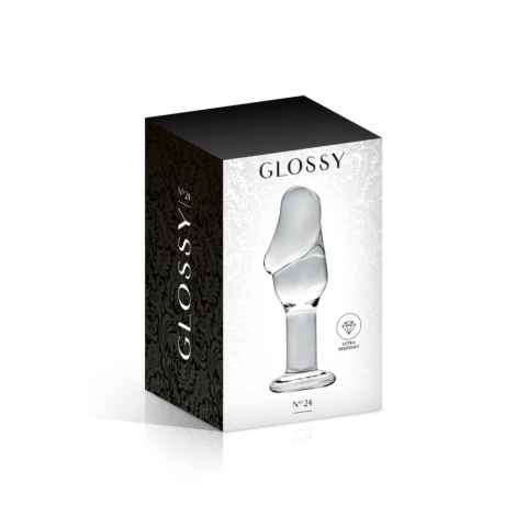 Скляний анальний затор №24 Clear Glossy Toys