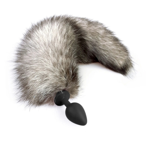 Силиконовая анальная пробка Art of Sex Artctic Fox с хвостом из натурального меха размер М