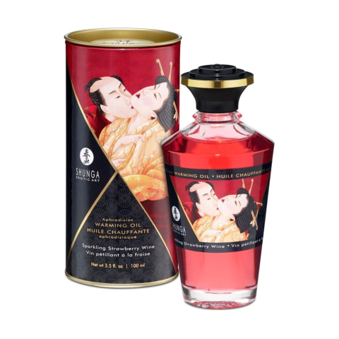 Разогревающее масло Shunga APHRODISIAC WARMING OIL клубника