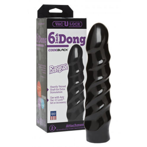 Фалоімітатор Doc Johnson CodeBlack - 8 Inch Raging Vac-U-Lock зі стимулюючим рельєфом