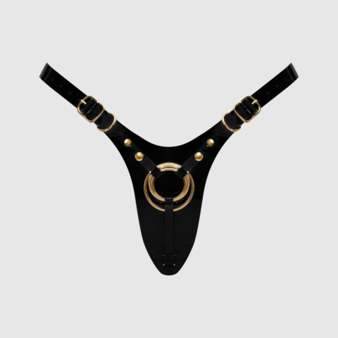 Трусики для страпона Strap-On-Me Leatherette Harness Fabulous One Size Black Glossy