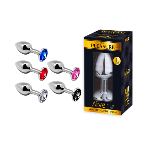 Металическая анальная пробка с кристалом Alive Mini Metal Butt Plug L