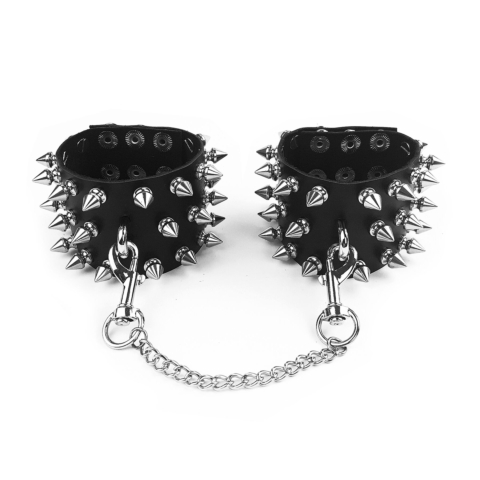 Наручники с шипами Art of Sex Rose Spiked Leather Handcuffs black