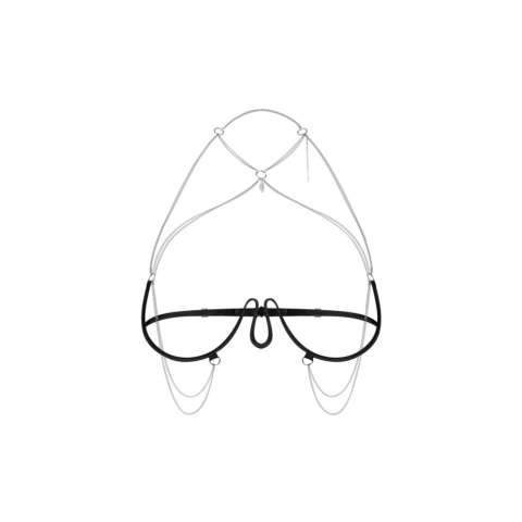 Прикраса на тіло Obsessive Lustique Black harness bra S/M/L