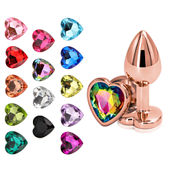 Анальна пробка металева Baby XXX жовта S з кристалом-серцем