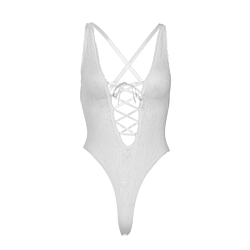 Мереживне боді Leg Avenue Floral lace thong teddy White one size