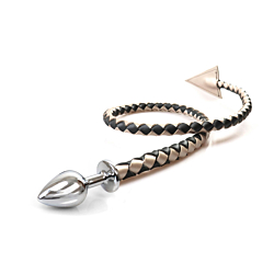 Металлическая анальная пробка L с хвостом Art of Sex Succubus Black/Gold