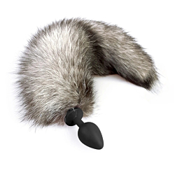 Силиконовая анальная пробка Art of Sex Artctic Fox с хвостом из натурального меха размер М