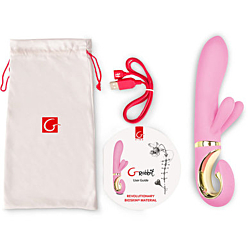 Вібратор-кролик із трьома моторчиками Gvibe Grabbit Сandy Рink