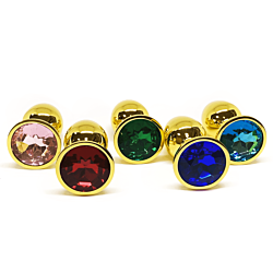 Анальна пробка золотиста металічна із кристалом розмір М