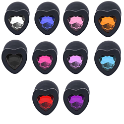 Анальна пробка Baby XXX серце чорна силіконова із кристалом M