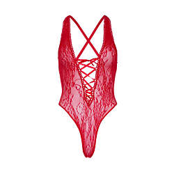 Мереживне боді Leg Avenue Floral lace thong teddy Red one size