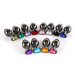 Анальна пробка сталева Baby XXX чорна M з кристалом-серцем