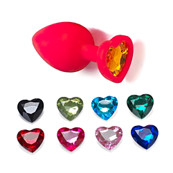 Анальна пробка Baby XXX серце червона силіконова із кристалом S