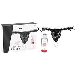 Набір лубрикант і трусики Intt Brazilian Panty black