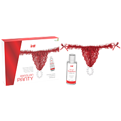 Набір лубрикант і трусики Intt Brazilian Panty red
