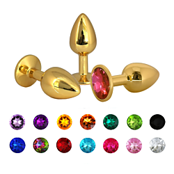 Анальная пробка желтая металлическая Baby XXX S с кристаллом