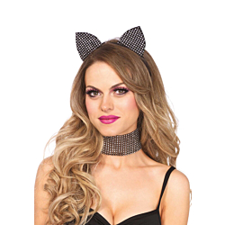 Набір кішечки Leg Avenue Cat ear headband & choker set Black