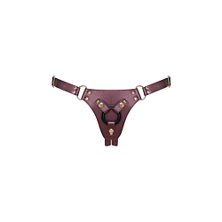 Трусики для страпона Strap-On-Me Leatherette Harness Generous One Size Aubergine
