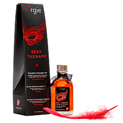 Їстівна масажна олія Orgie Sexy Therapy Strawberry і перо 100 мл