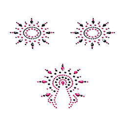 Пэстис из кристаллов Petits Joujoux Gloria set of 3 - Black/Pink, украшение на грудь и вульву