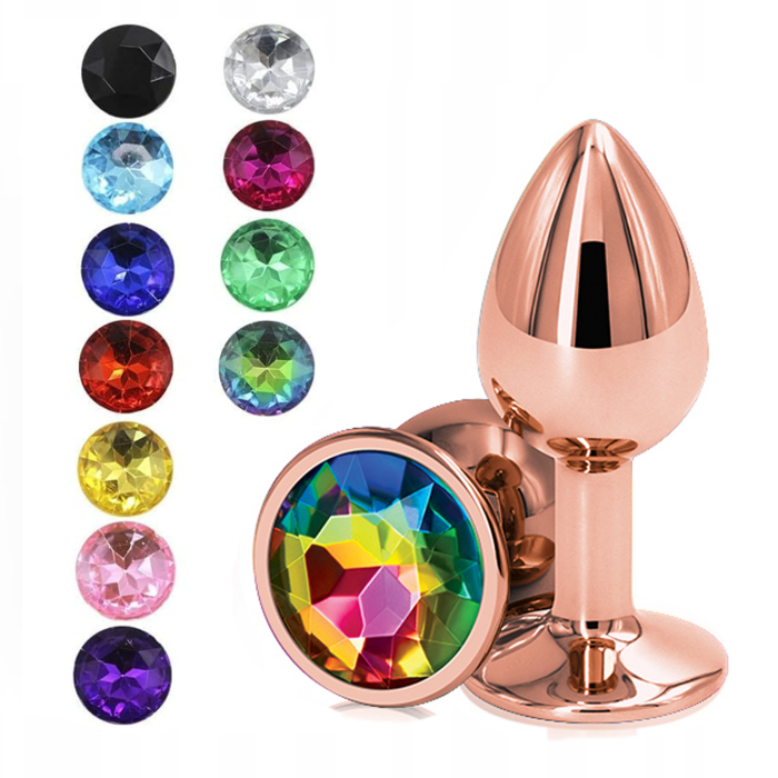Анальная пробка металлическая Baby XXX Rose & Gold Metal S с кристаллом Колір красный