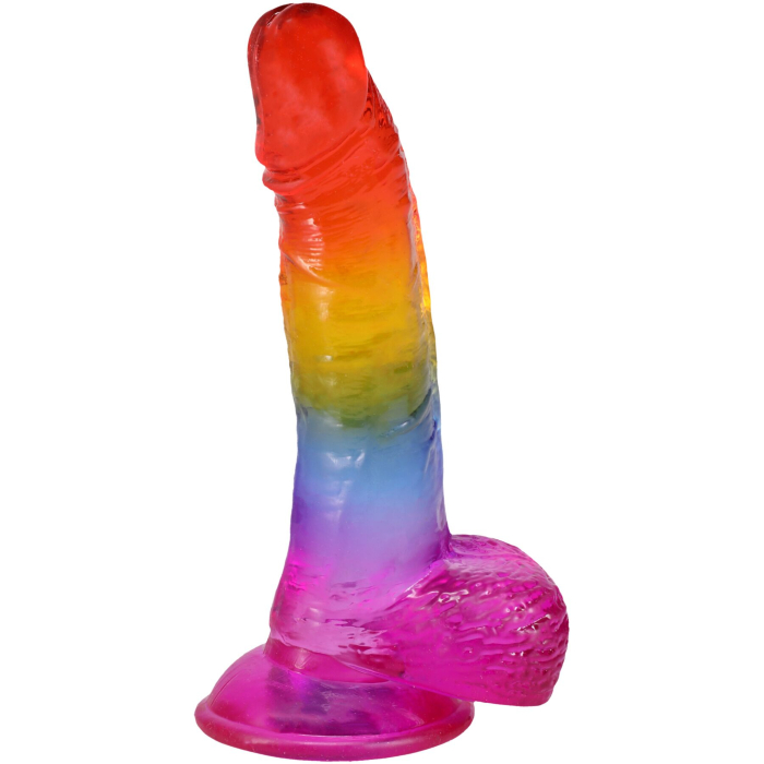Фаллоимитатор Doc Johnson Crystal Jellies Realistic cock with balls 8.5 " Rainbow