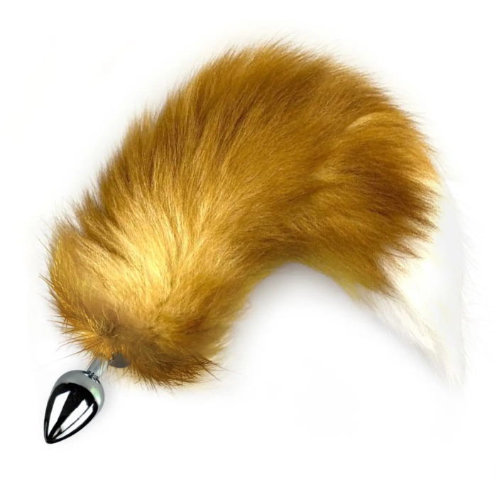 Металева анальна пробка Art of Sex Red Fox з хвостом із натурального хутра розмір М