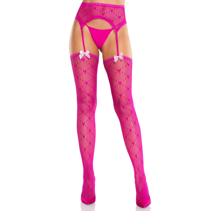 Колготки-чулки Leg Avenue Heart Garterbelt Stockings One Size Magenta
