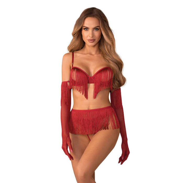Комплект Obsessive Rossay Red 4-pcs crotchless set