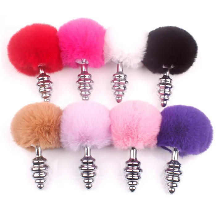 Анальная пробка металлическая Baby XXX с мехом