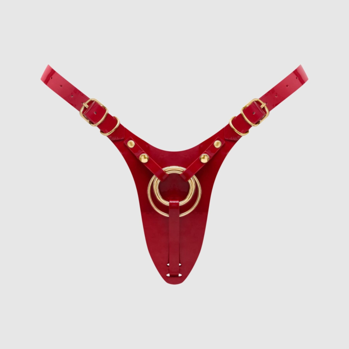 Трусики для страпона Strap-On-Me Leatherette Harness Fabulous One Size Red Glossy