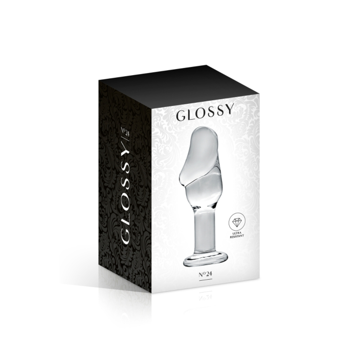 Скляний анальний затор №24 Clear Glossy Toys