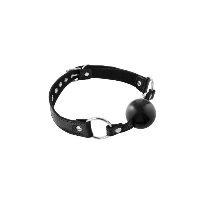 Кляп із силіконовою кулькою Fetish Tentation Premium Leather gag with silicone ball Black