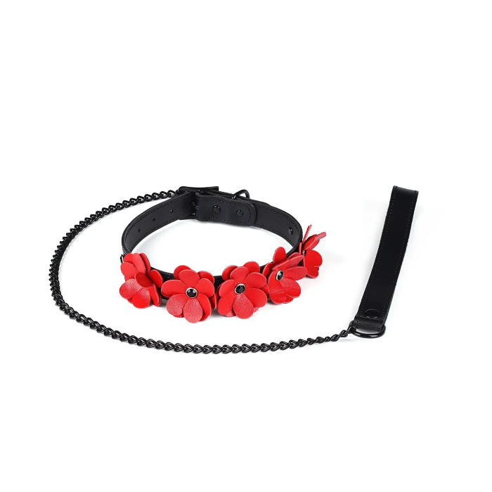 Нашийник з повідцем Liebe Seele Flower Rhythm Leather Collar with Leash