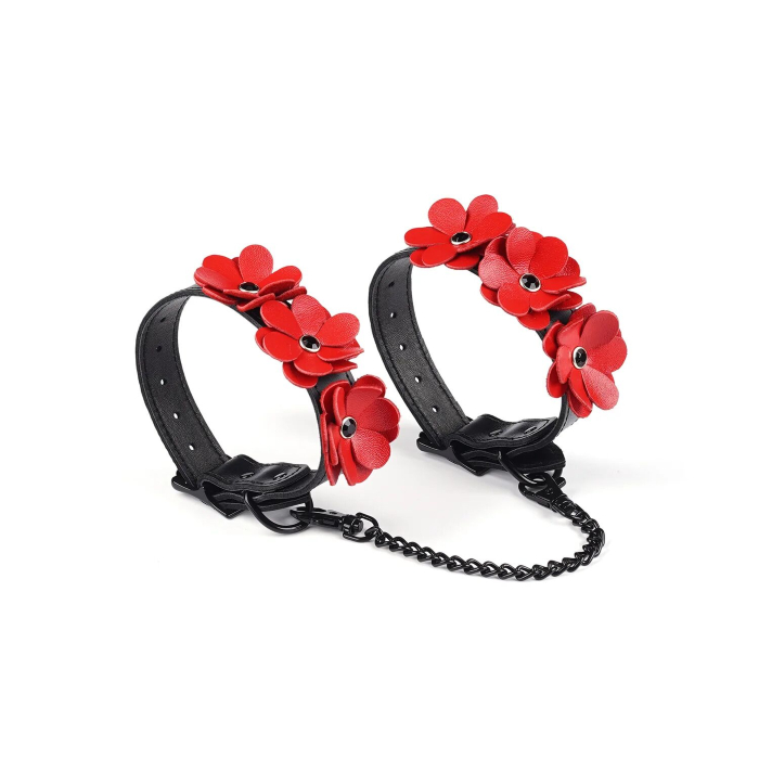 Поножі Liebe Seele Flower Rhythm Leather Black and Red Ankle Cuffs