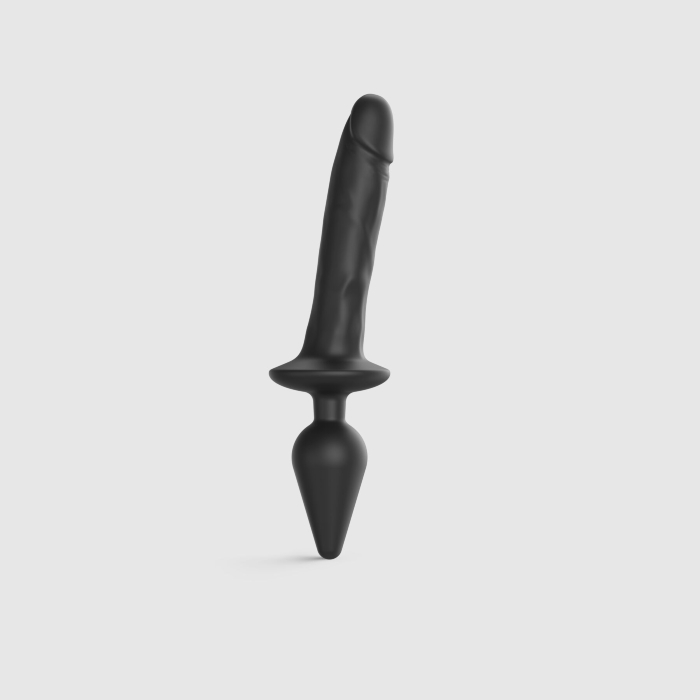 Анальная пробка с дилдо 2в1 Strap-On-Me Switch Plug-In Realistic Dildo Black XXL