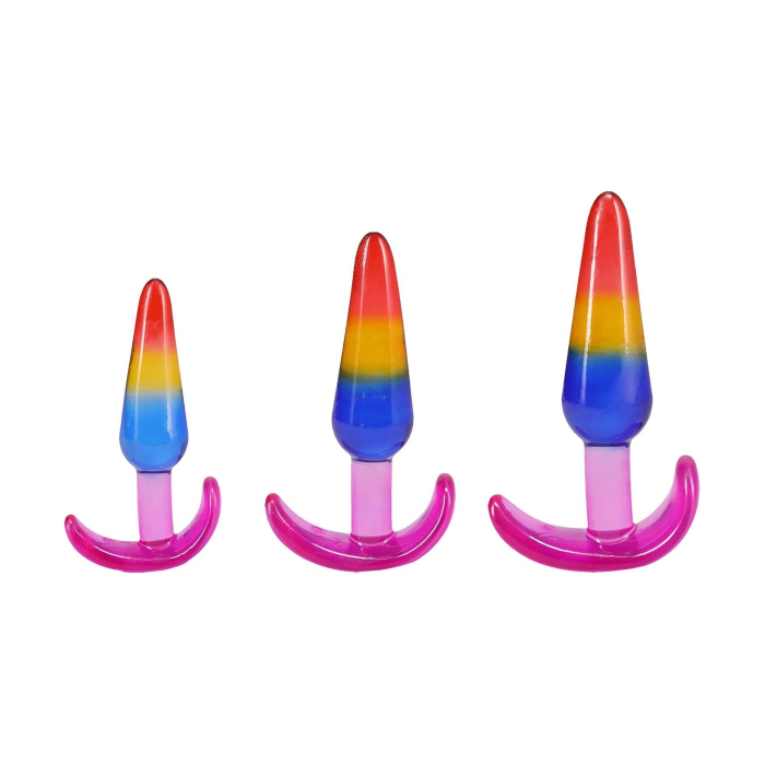 Набор анальных пробок Doc Johnson Crystal Jellies Anal Trainer Set Rainbow