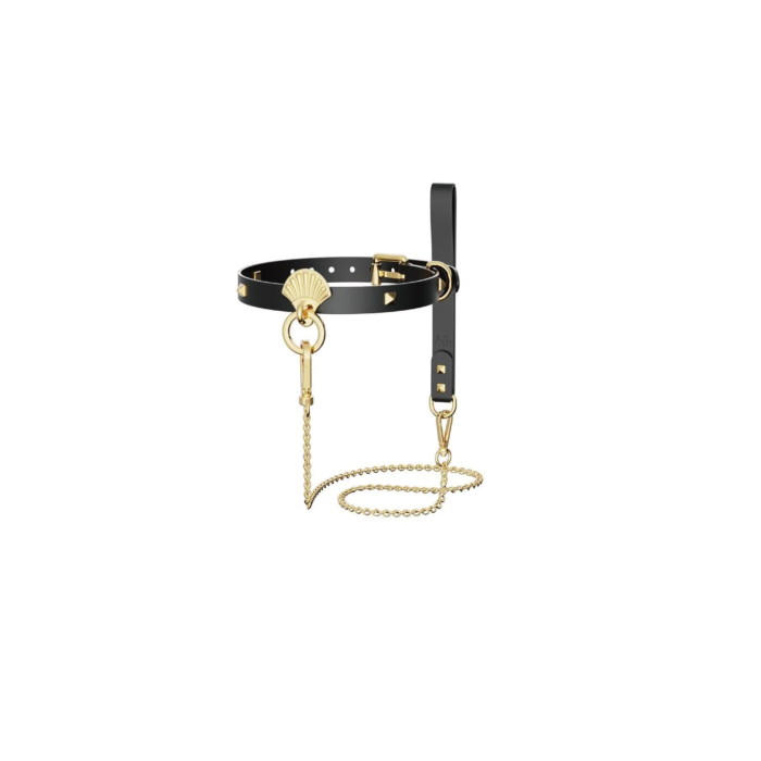 Чокер с повідцем Zalo Collar & Leash Set Black