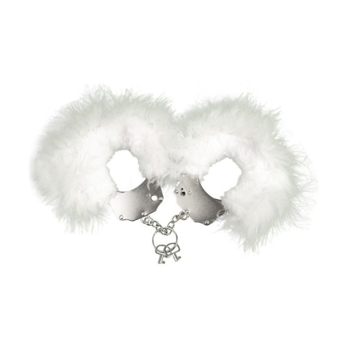 Наручники металеві з білим оздобленням Adrien Lastic Handcuffs White