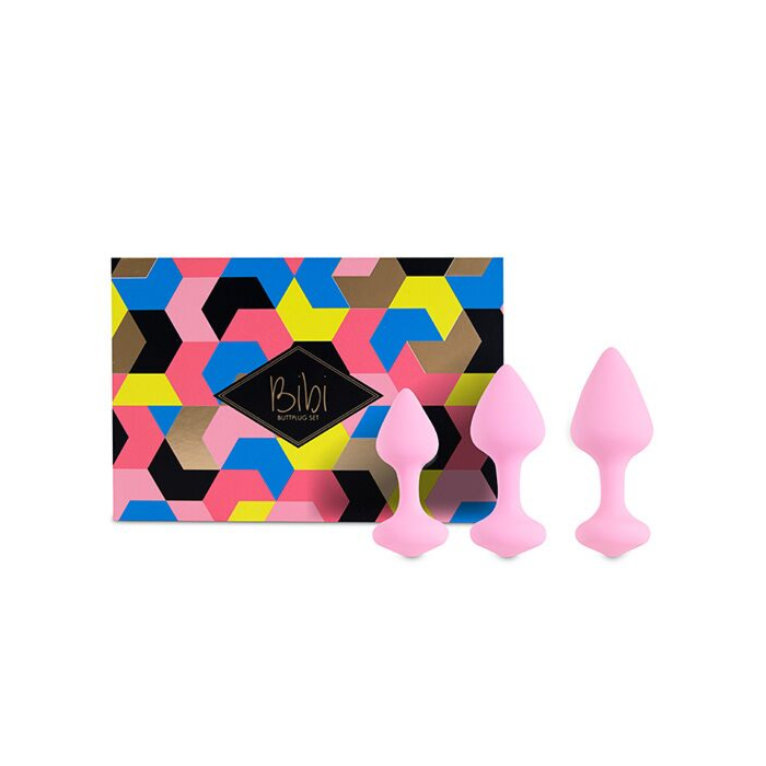 Набір силіконових анальних пробок FeelzToys - Bibi Butt Plug Set 3 pcs Pink