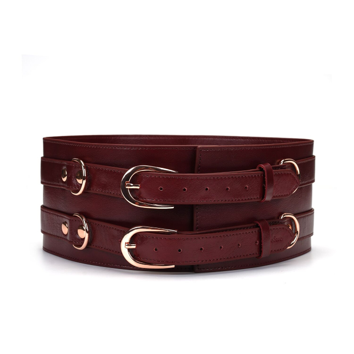 Шкіряний пояс для бондажу Liebe Seele Wine Red Waist Cuff L