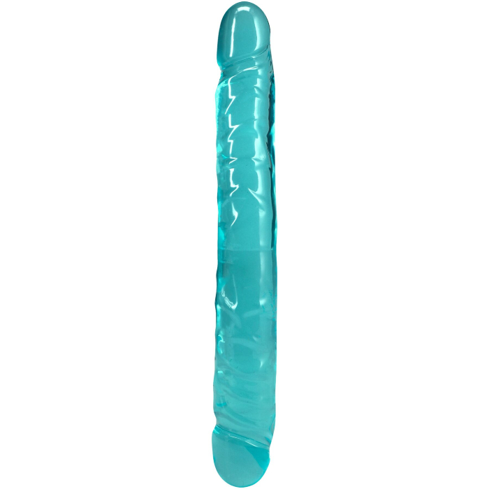 Фалоімітатор двосторонній Doc Johnson Crystal Jellies 12" Jr. Double Dong Teal
