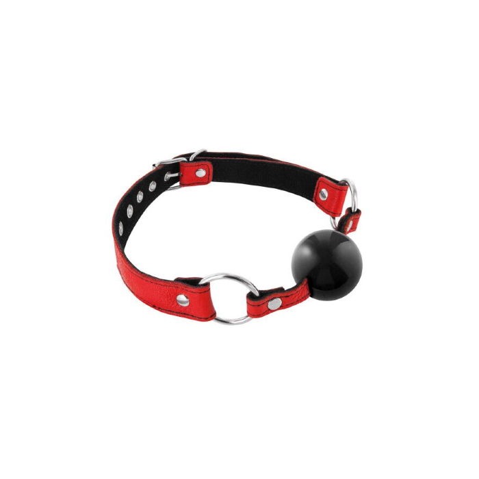 Кляп Fetish Tentation Premium Leather Gag with Silicone Ball Red