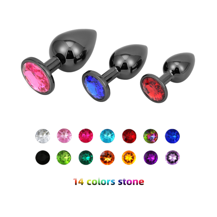 Анальна пробка чорна металічна BABY XXX розмір S з кристалом