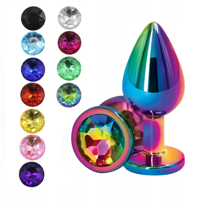 Анальная пробка металлическая Baby XXX Multicolor S з кристаллом Колір красный