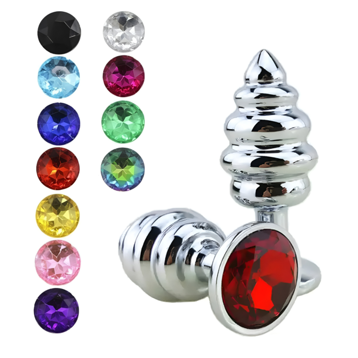 Анальна рельєфна металева пробка Baby XXX S з кристалом
