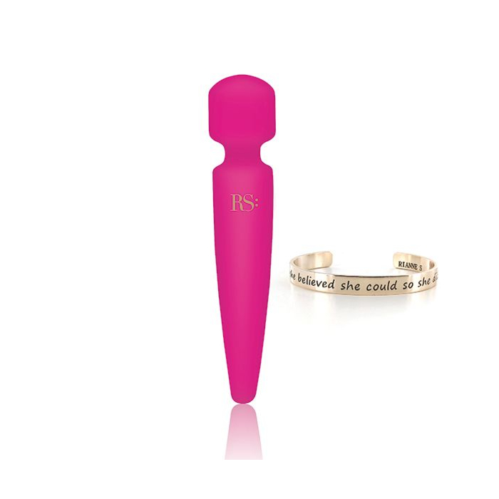 Вибромассажер Rianne S: Bella Mini Wand Rose, 10 режимов работы, медицинский силикон